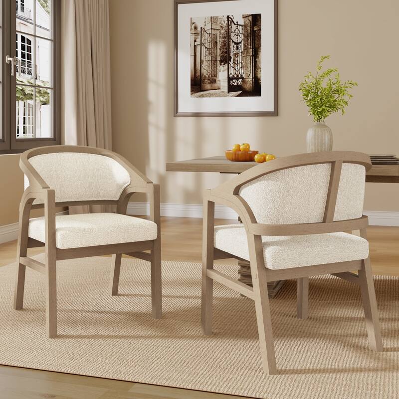 Christopher Knight Home - Nala Modern Upholstered Wood Dining Chair with Ergonomic Curved Back (Set of 2) - Beige+Natural