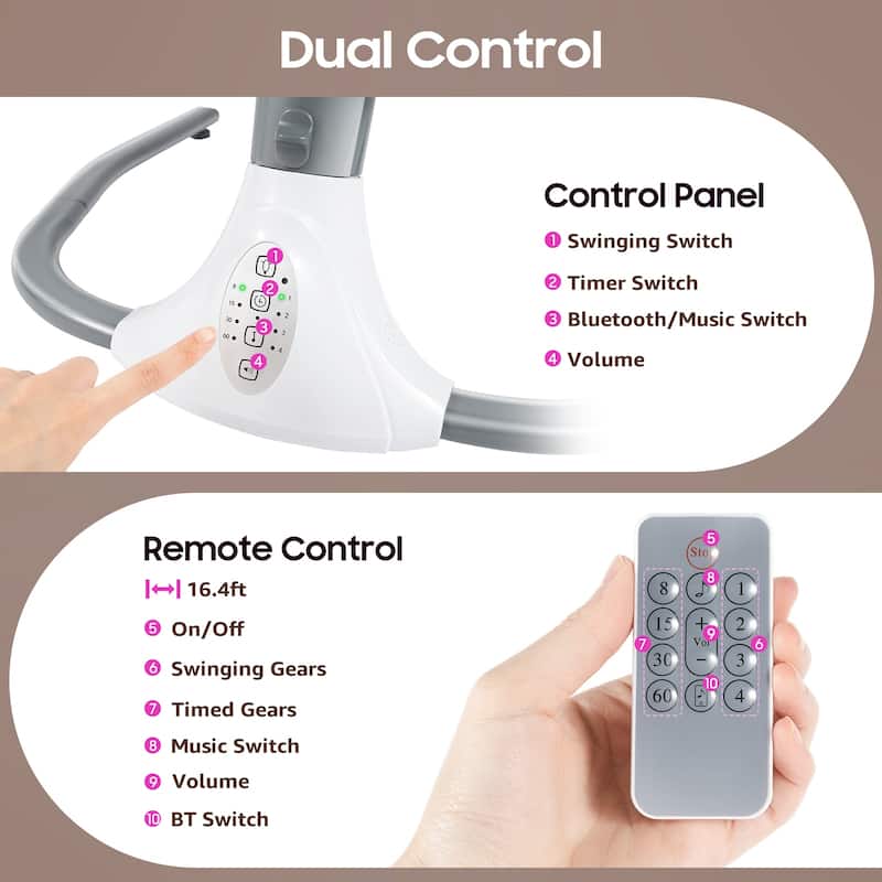 Lofn Electric Baby Bouncer Bluetooth Swing Chair Cradle Rocking Bassinet