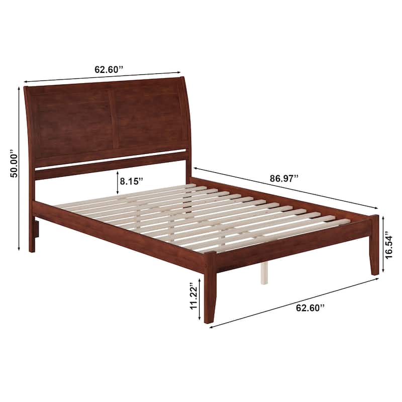 Portland Queen Wood Platform Bed in Walnut