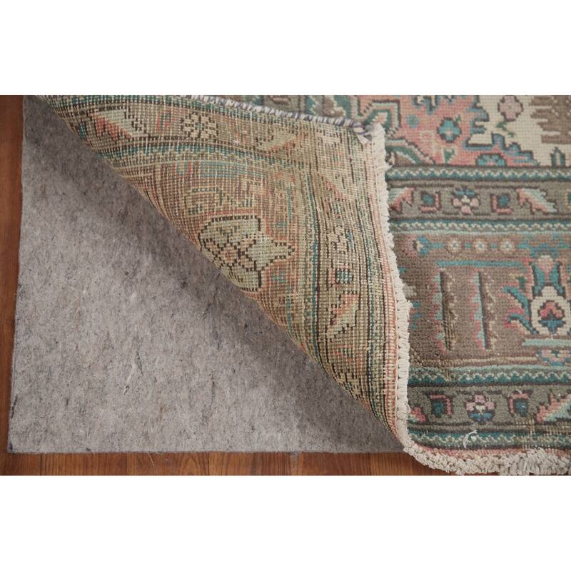 Hand Knotted Oriental 100% Wool Carpet Traditional Medallion Pink Tabriz Area Rug - 9' 7'' X 6' 7''