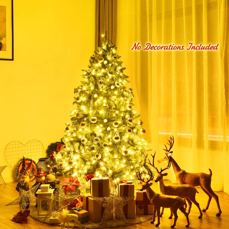 Costway 5ft Pre-lit PVC Christmas Fir Tree Hinged 8 Flash Modes - 5 FT