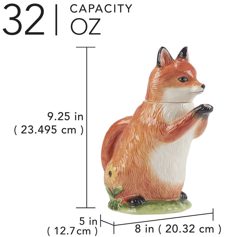 Certified International Woodland Critters 32 oz. 3-D Fox Teapot - 8" x 5" x 9.25"