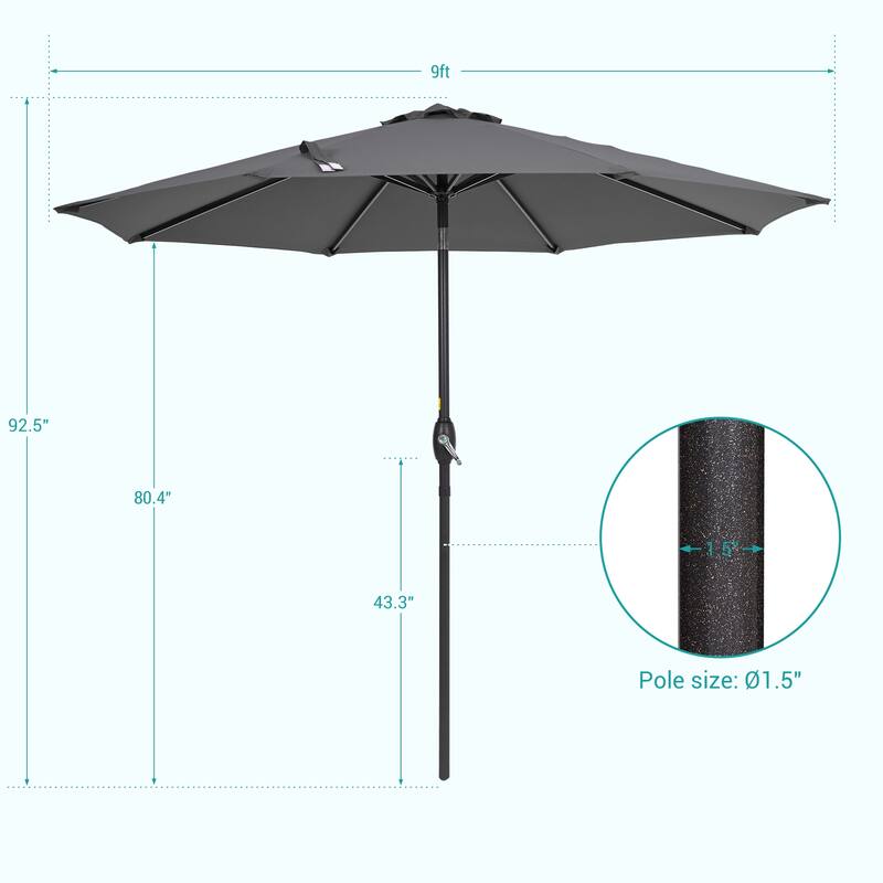 Bonosuki 9ft Patio Umbrella Market Table Umbrella with Tilt and Crank