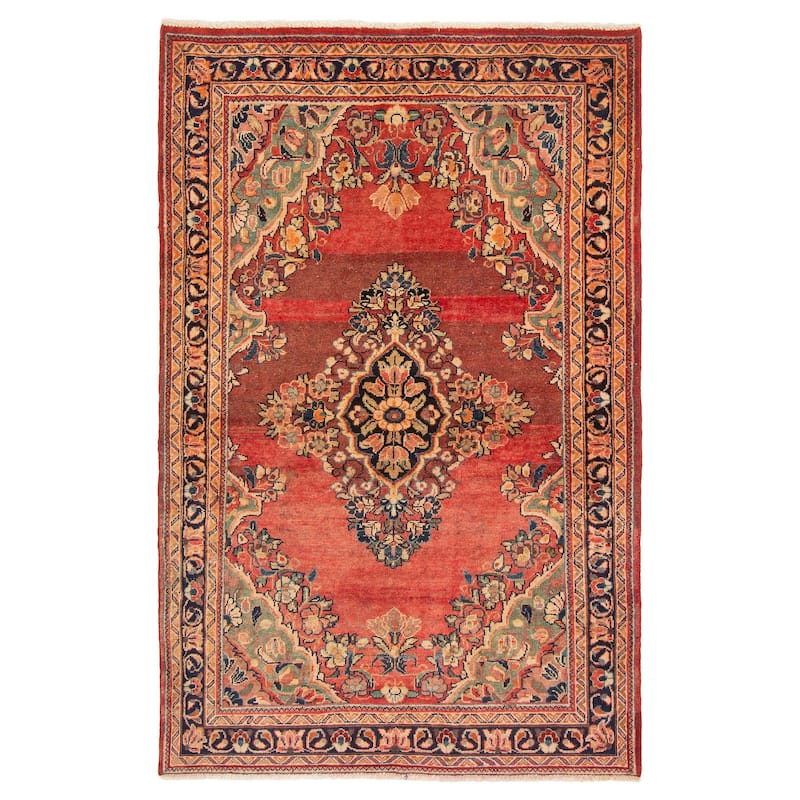 ECARPETGALLERY Hand-knotted Andelz Red Wool Rug - 4'3 x 6'9