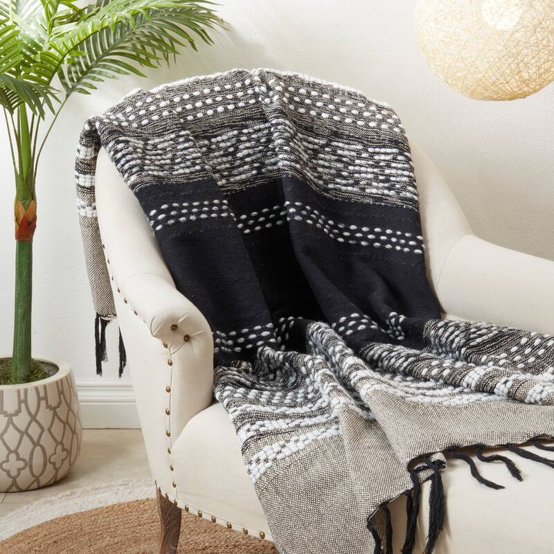 Artisanal Multi-Pattern Fringed Throw