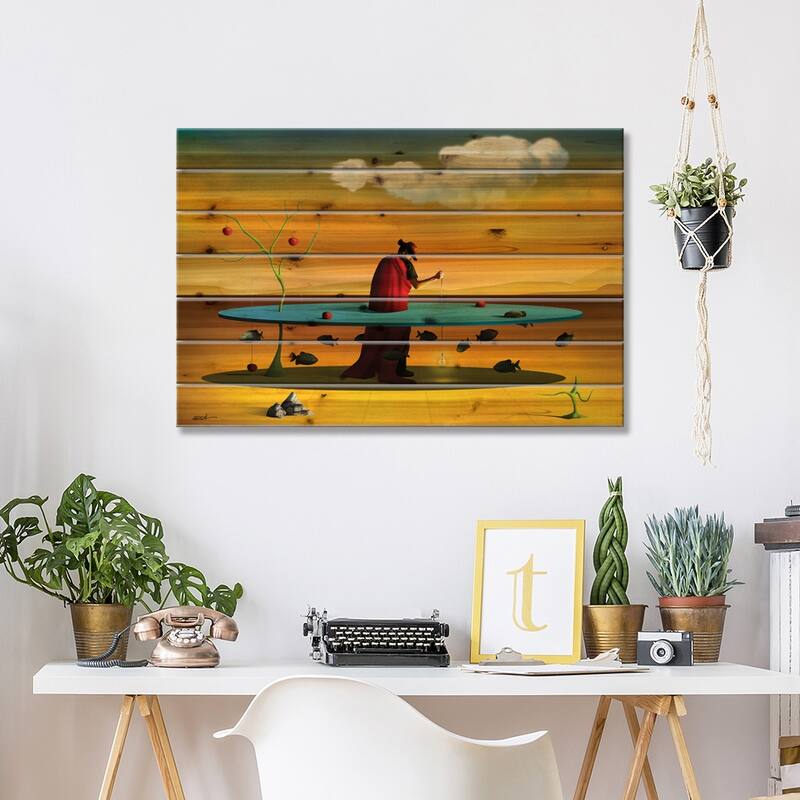 Pastor com Rebanho (Shepherd With Flock) Print On Wood by Marcel Caram - Multi-Color
