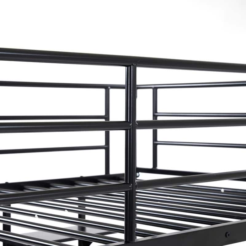 Metal Loft Bed with Desk & Shelves