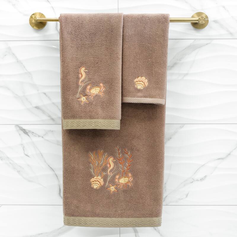 Authentic Hotel and Spa Turkish Cotton Aaron 2PC Embellished Fingertip Towel Set