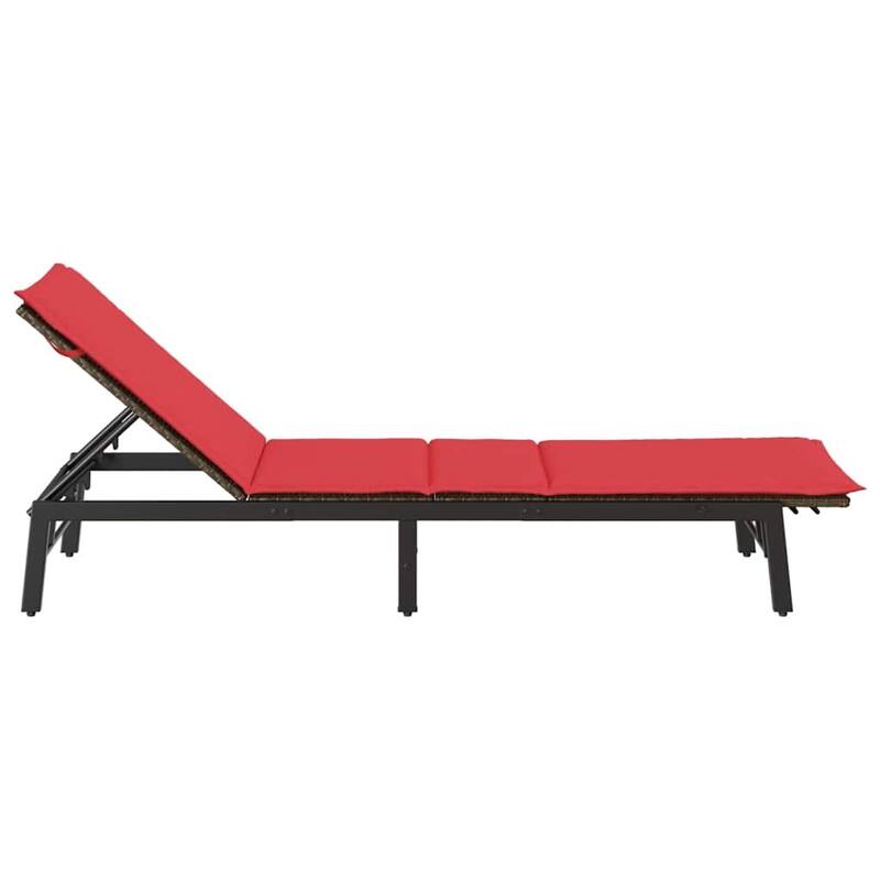 vidaXL Sun Lounger with Cushion Poly Rattan - 78.7" x 23.2" x 9.8"/19.3"/23.2"/26.4"