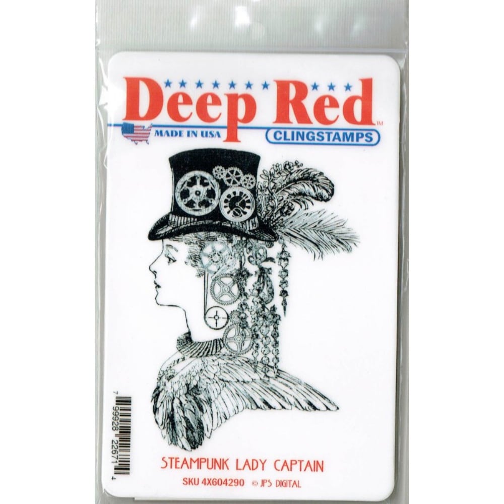 Deep Red Stamps Steampunk Warrior Rubber Cling Stamp