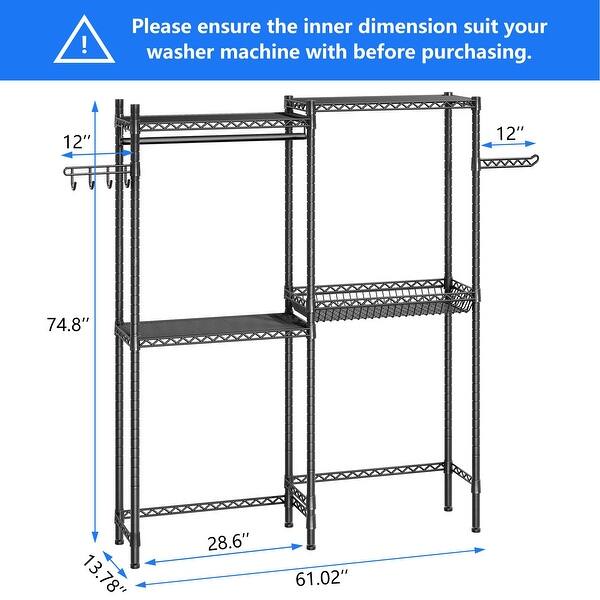 Laundry Drying Clothes Racks Over The Washer and Dryer Storage Shelf ...