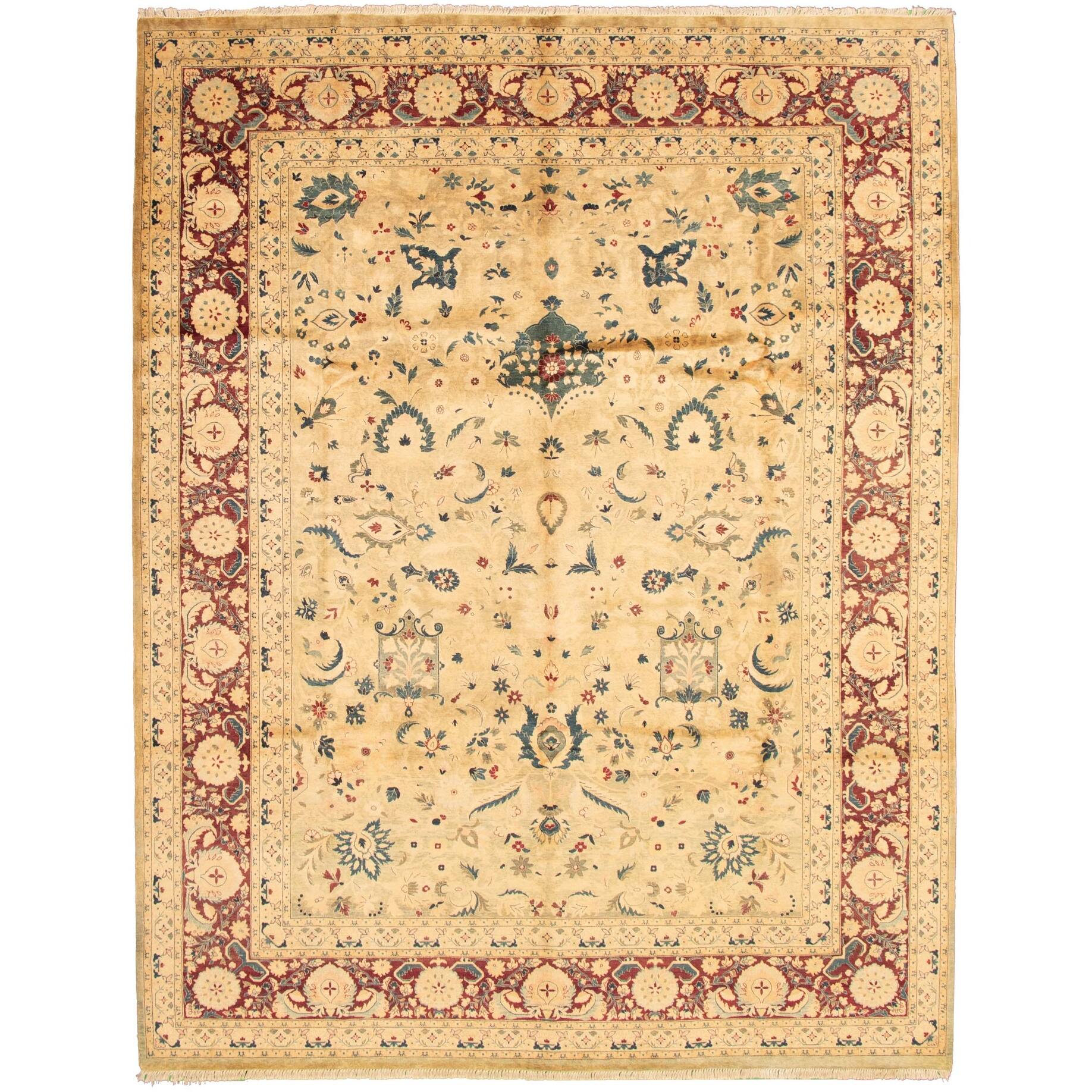 Handknotted Pako Persian Green Wool Rug 9'1" x 11'9"/9'1 x 11'9 On