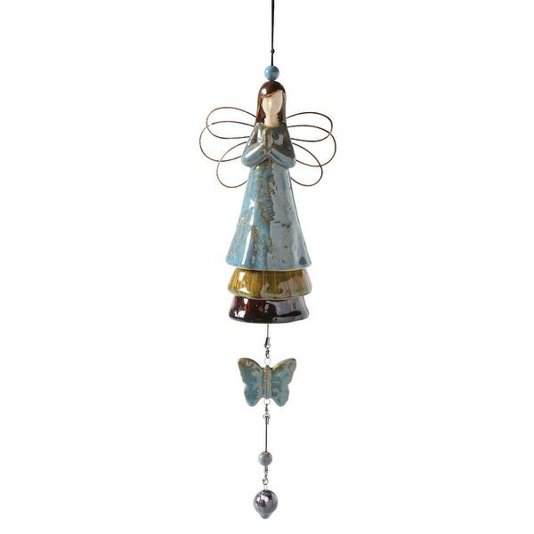 Shop Garden Bells Wind Chime Porcelain Guardian Angel Blue Overstock 15030745
