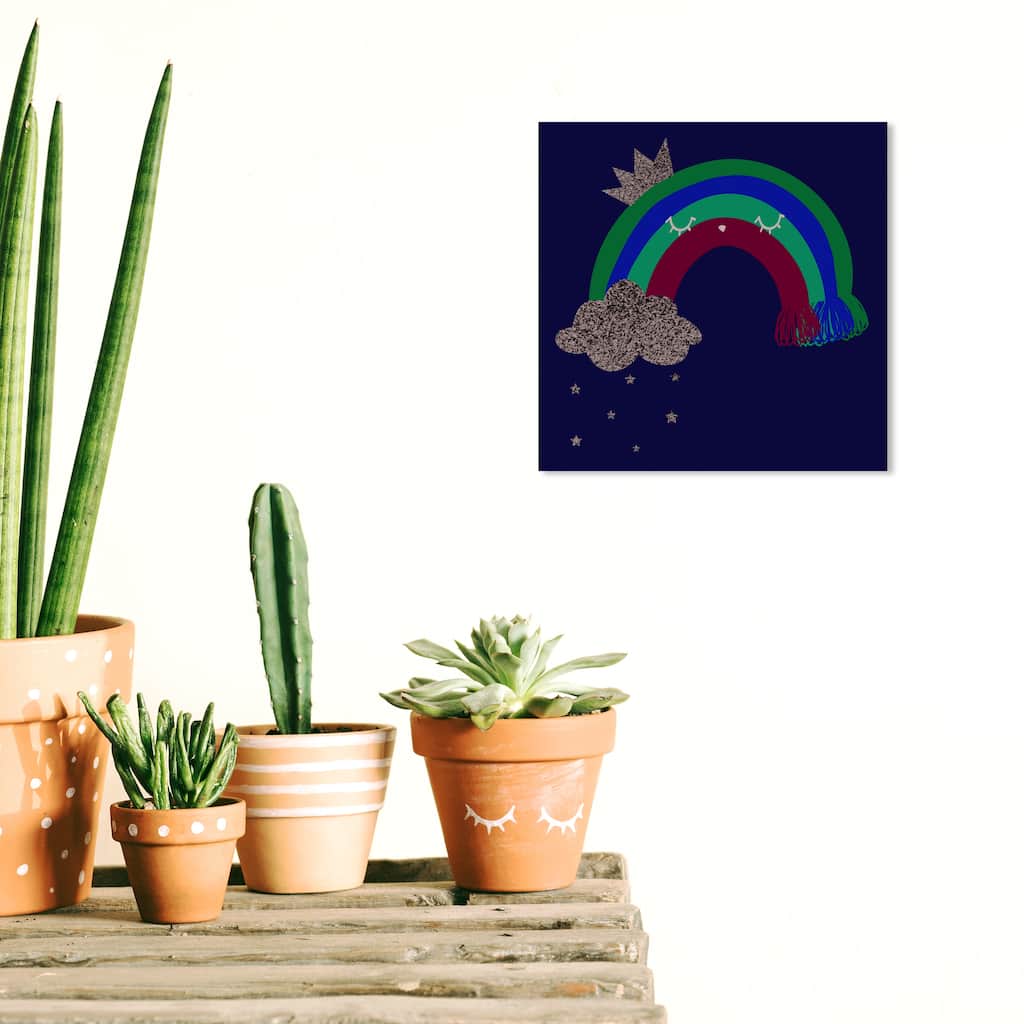 Wynwood Studio Prints Fantasy and Sci-Fi Starry Glitter Rainbow Yellow and Yellow Modern & Contemporary Wall Art Canvas Print