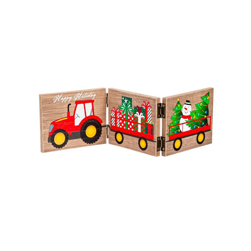Wood Double Sided Tri-Fold Wood Table Decor, Harvest/Holiday