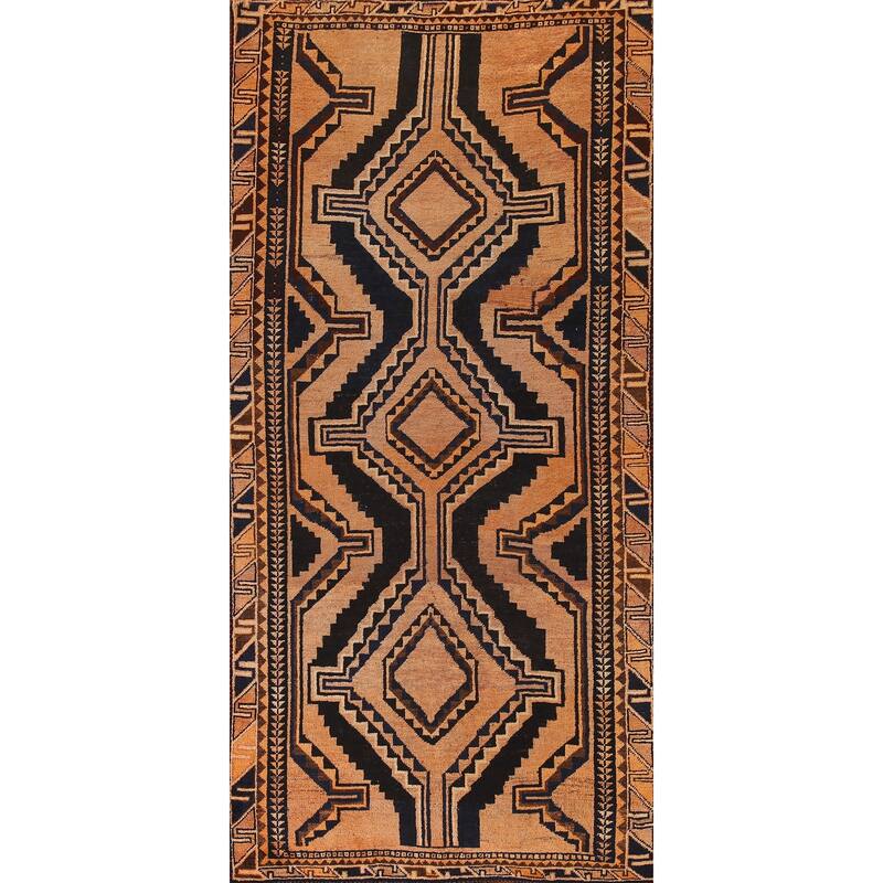 Qashqai Persian Vintage Runner Rug Hand-knotted Wool Carpet - 3'10"x 9'0"