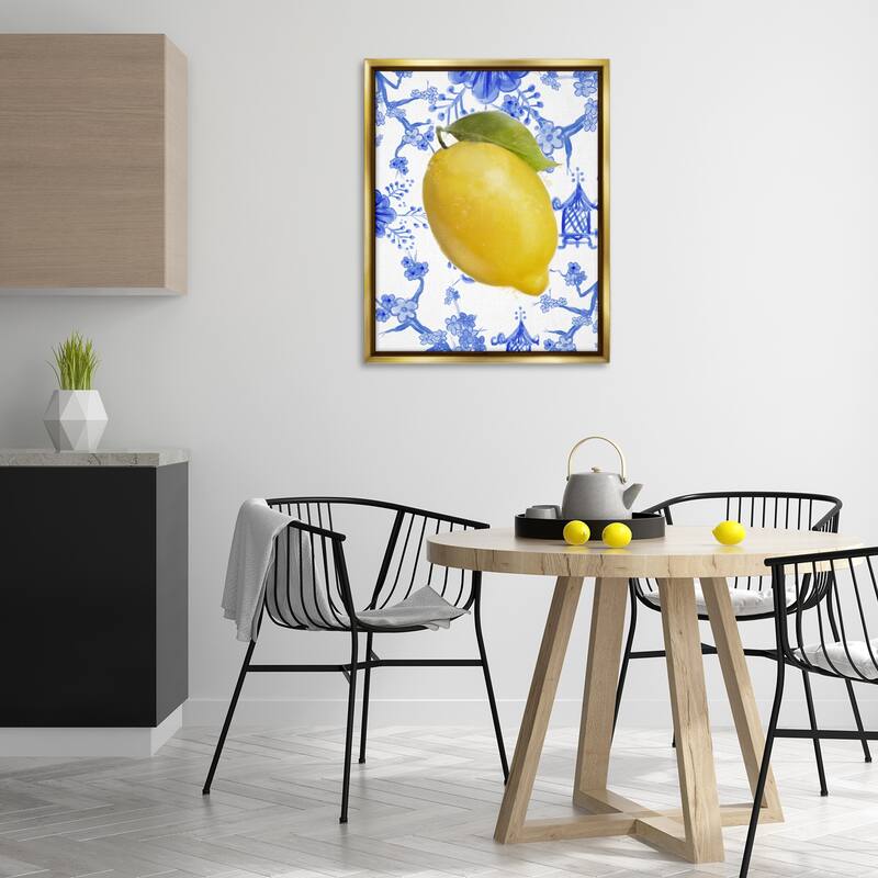 Stupell Lemon Over Chinoiserie Framed Floater Canvas Wall Art Design By Matthew Piotrowicz