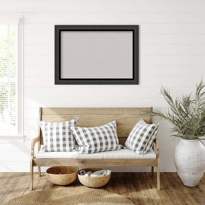 Tuxedo Black Framed Grey Corkboard Bulletin Board