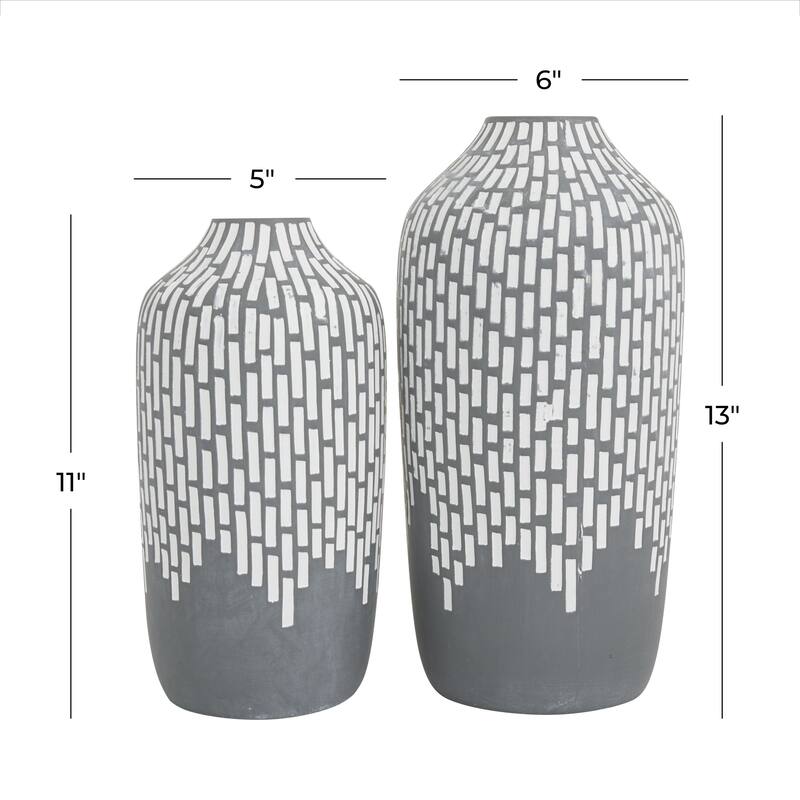 Ceramic Mosaic Inspired Decorative Vase - Set of 2 Gray - Roche River Decor