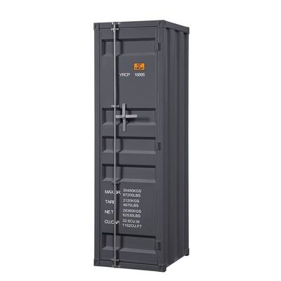 Industrial Metal Cargo Wardrobe with 1 Metal Shelves, Top w/Hanging Clothes Rod, Grey