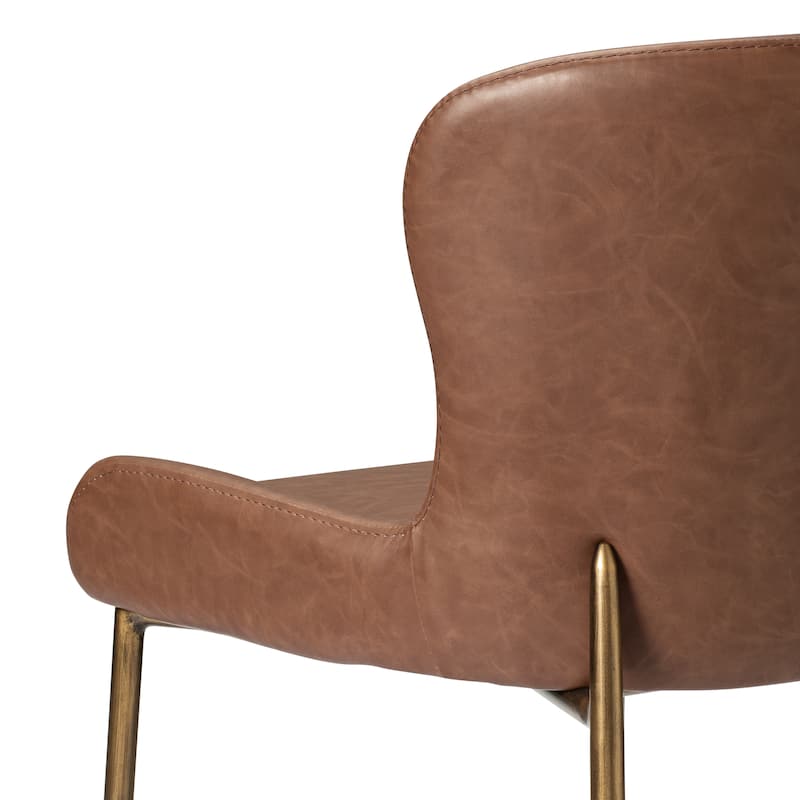 Maven Lane Naomi Metal Kitchen Stool with Vegan Leather Upholstery