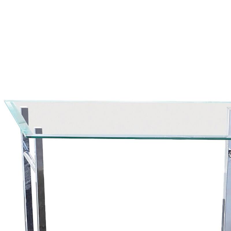 24 in. Chrome and Clear Rectangle Glass End Table with U Shaped Frame
