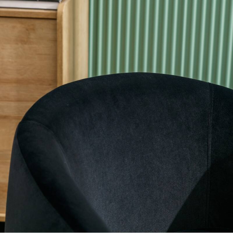 Velvet Fabric Swivel Accent Barrel Chair With Powder Coating Metal Ring