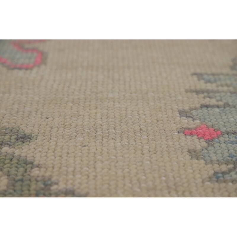Hand Knotted Oriental 100% Wool Carpet Transitional All-Over Beige & Ivories Oushak Area Rug - 9' 10'' X 8' 1''