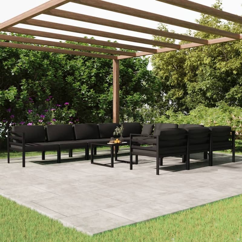 vidaXL Patio Lounge Set with Cushions Aluminum - 27.6" x 27.6" x 25.4"