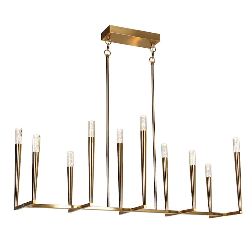 Modern Gold LED 10-Light Chandeliers 43.3 in. Large Island Lights for Kitchen Island
