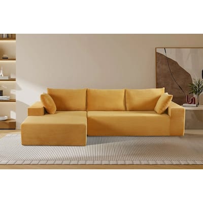 2 Piece Convertible Corduroy L Shaped Sectional Couches for Living Room or Home Office, No Assembly