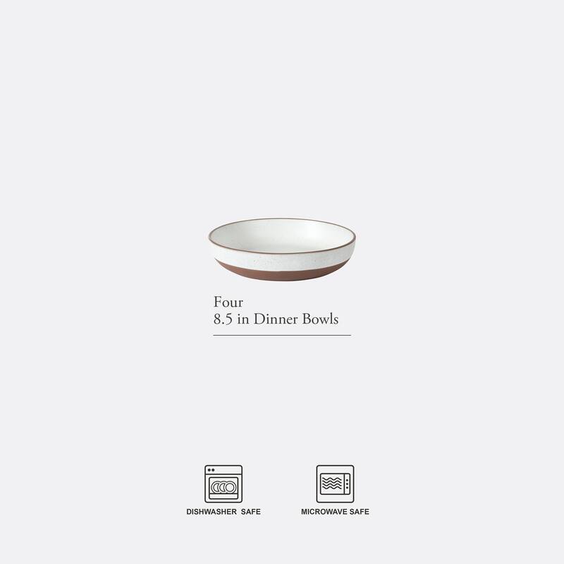 Gibson Elite William Crest 4 Piece Dinner Bowl Set, 8.5" Round Stoneware Reactive Glaze Finish, Large Soup, Pasta & Salad Bowls