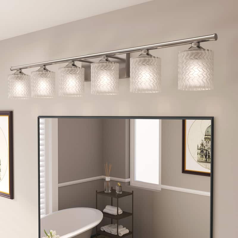 Acroma 6-light 45In Modern Crystal Chrome Bathroom Vanity Light - 45 inches