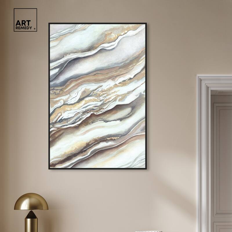 Art Remedy Neutral Lines I Framed Boho Abstract 1 Piece Canvas Wall Art