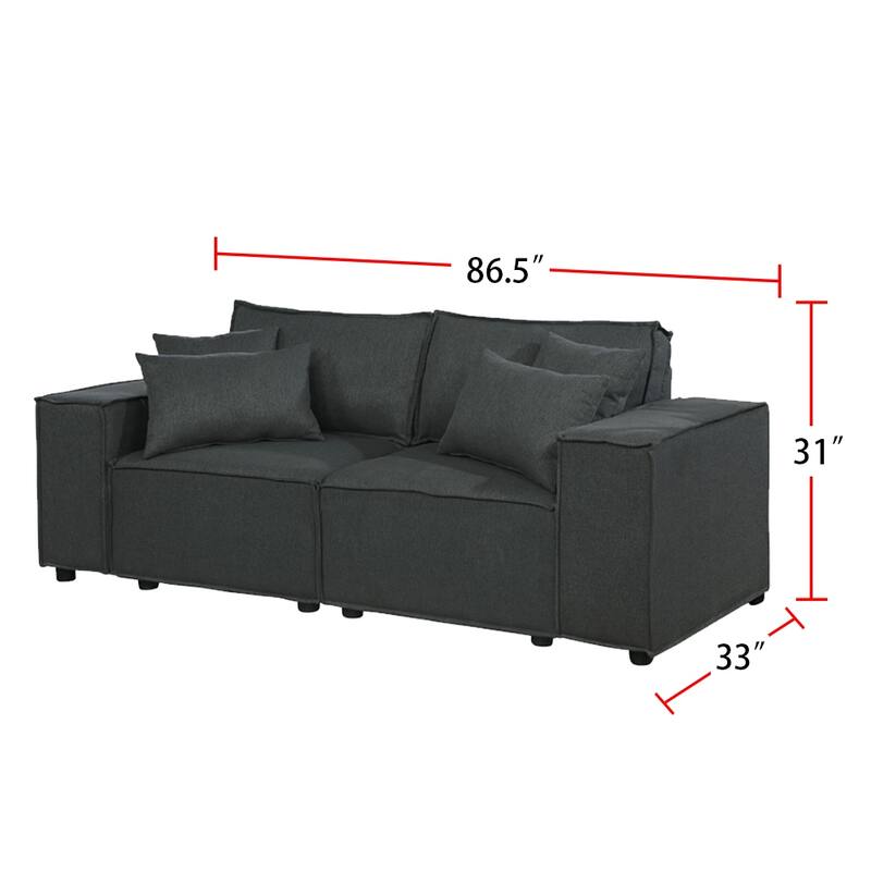 Loveseat with 4 Accent Pillows