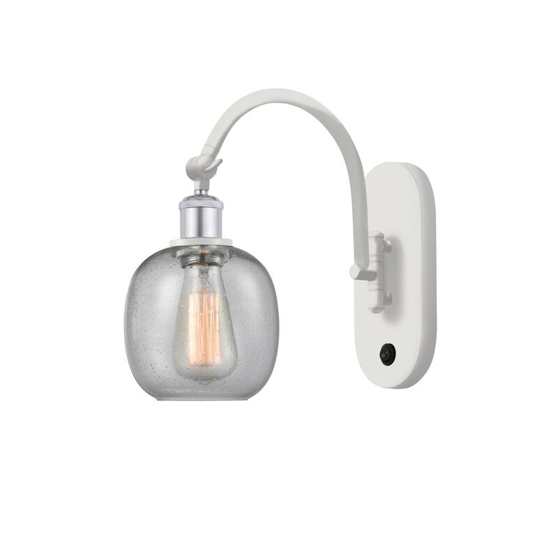 Innovations Lighting Ballston Belfast - 1 Light 6" Sconce - Arm Swivels Side To Side - Seedy/White and Polished Chrome