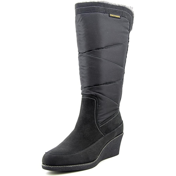 Hush Puppies Hilde Hyde Women W Round Toe Canvas Black Knee High Boot
