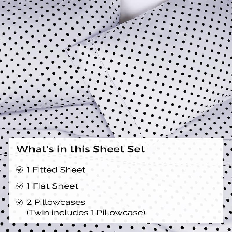 Superior Thread Count 600TC Cotton Blend Polka Dot Bed Sheet Set