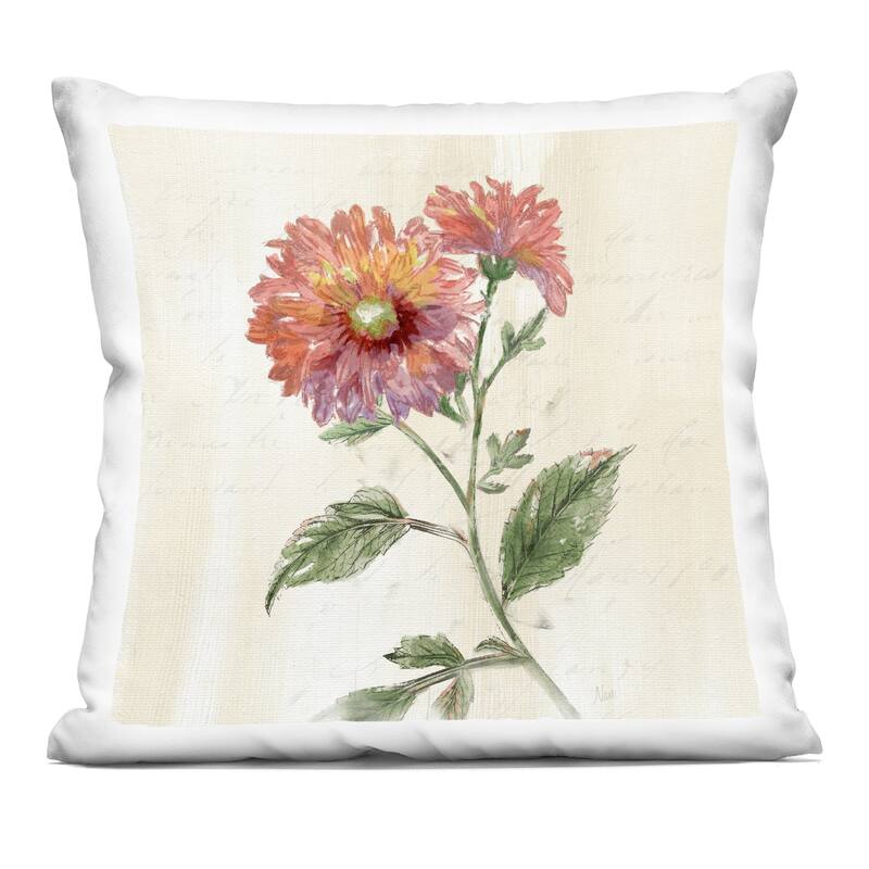Stupell Vintage Blooming Dahlia Decorative Printed Throw Pillow Design by Nan - Accent - Polyester - Pink - Single