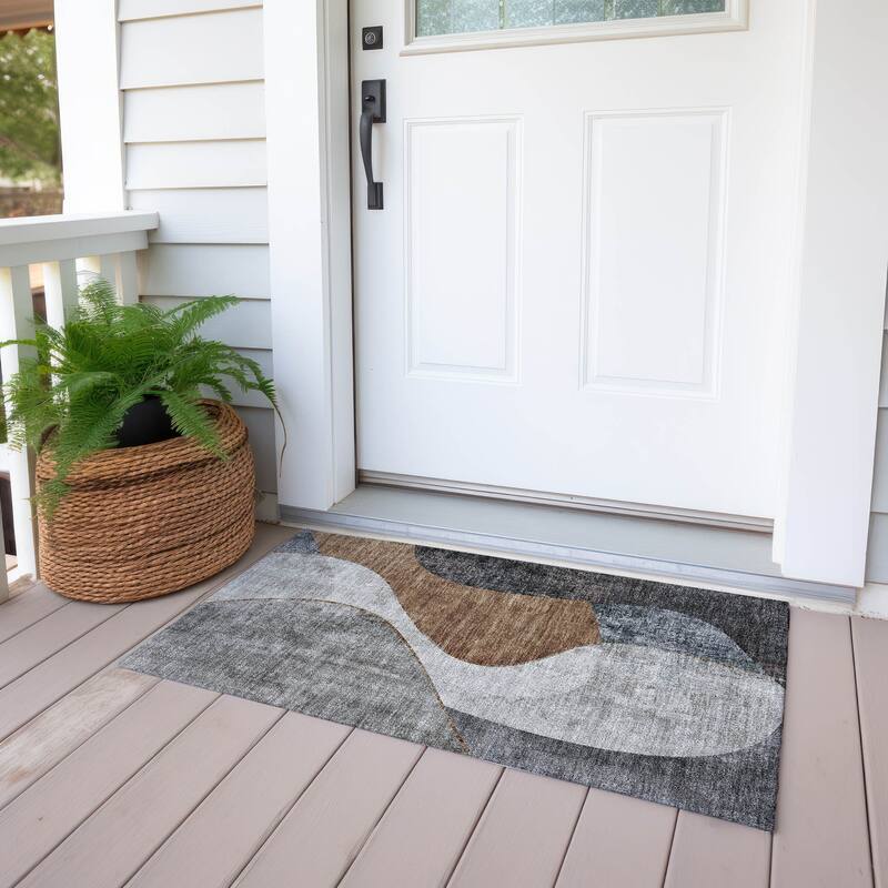 Machine Washable Indoor/ Outdoor Chantille Modern Abstract Rug