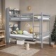 preview thumbnail 2 of 22, Bookcase Headboard Design Bunk Bed with Shelves, Convertible to 2 Beds, Twin over Twin