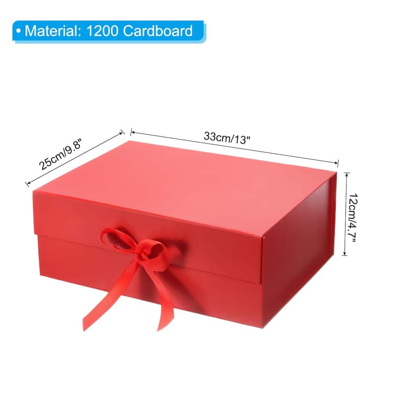 13x10x5 Inch Magnetic Gift Box Collapsible Paper Party Favor Boxes - 13x10x5 Inch - Red
