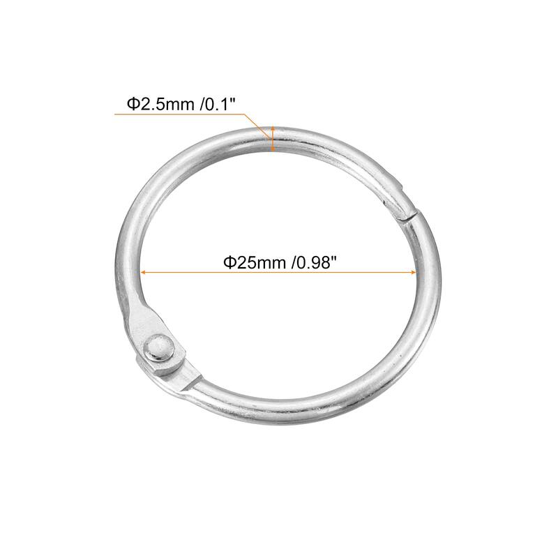 Shower Curtain Rings, 24pcs Loose Leaf Binder Rings - Silver - 1 Inch