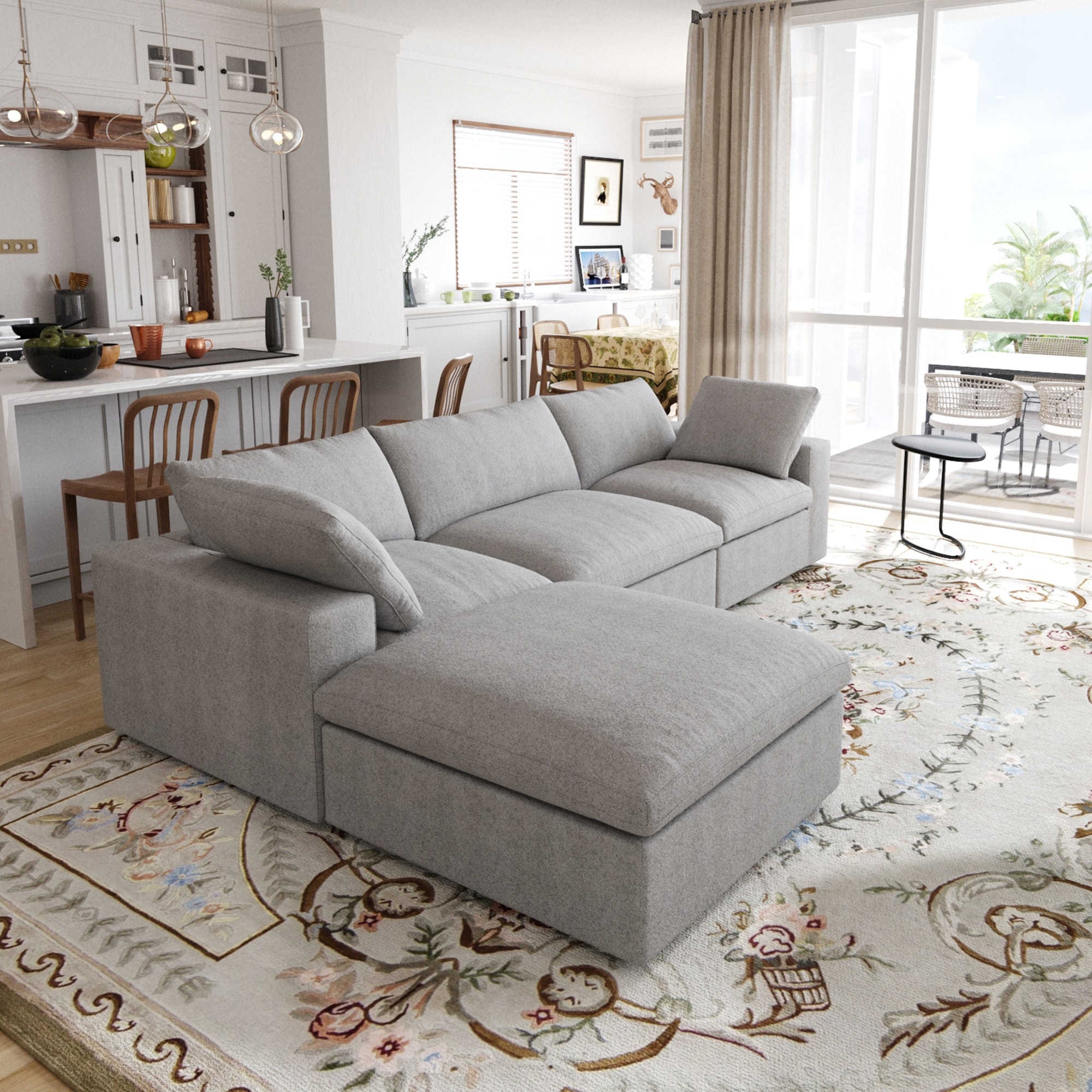 L shaped linen on sale couch