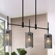 preview thumbnail 1 of 13, Tifany Modern Black 3-Light Chandelier Colored Glass Pendant for Kitchen Island Dining Room - L 30" x W 4.3" x H 17.3"