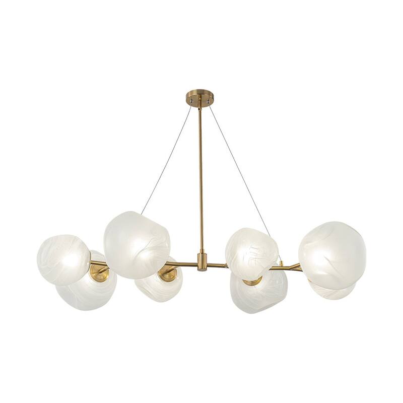Glam 8-Light Branch White Misty Glass Globe Island Pendant