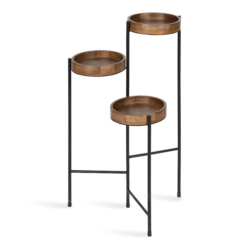 Kate and Laurel Finn Metal 3-tier Modern Plant Stand - 16x21x30 - Natural/Black