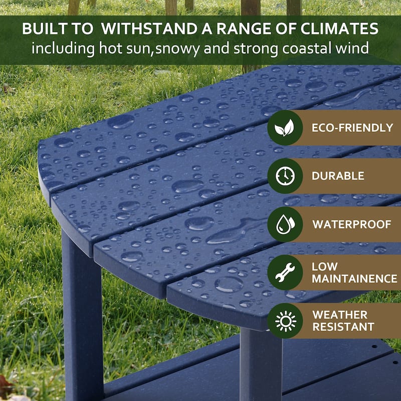 Weather-Resistant HDPE Outdoor Side Table - Modern Patio Accent Furniture - 8' x 10'