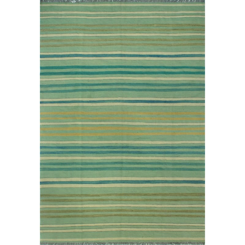 Noori Rug Winchester Flatweave Guljaina Green/Blue Rug - 6'7" x 9'8"