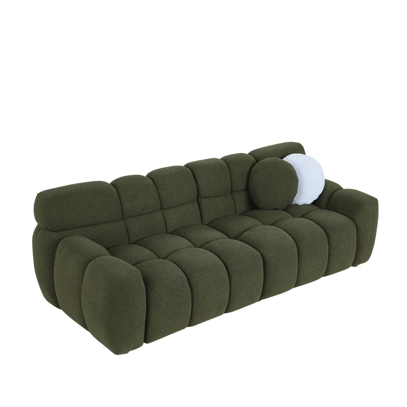 Two Sizes Of Teddy Velvet Upholstered Sofa